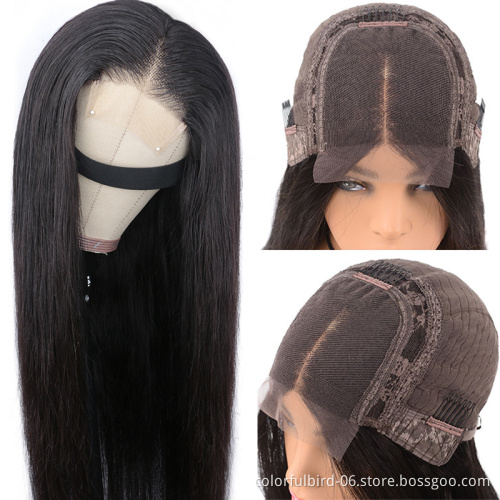 Human Hair Closure Wigs Wholesale Brazilian Virgin Hair straight Transparent Lace Front Wig for Black Women